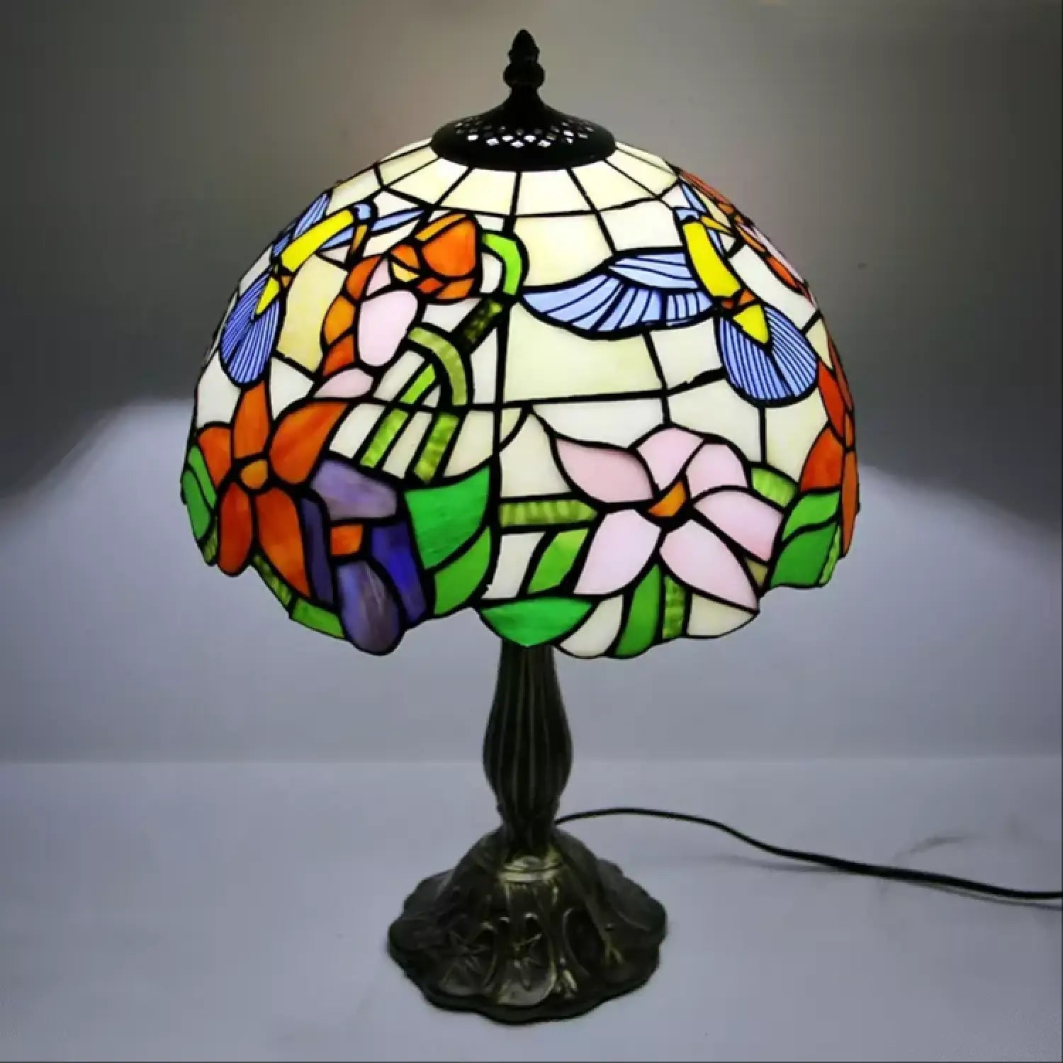 Flower Tiffany Glass Tabletop Lamp - No Bulb - Table Lamp