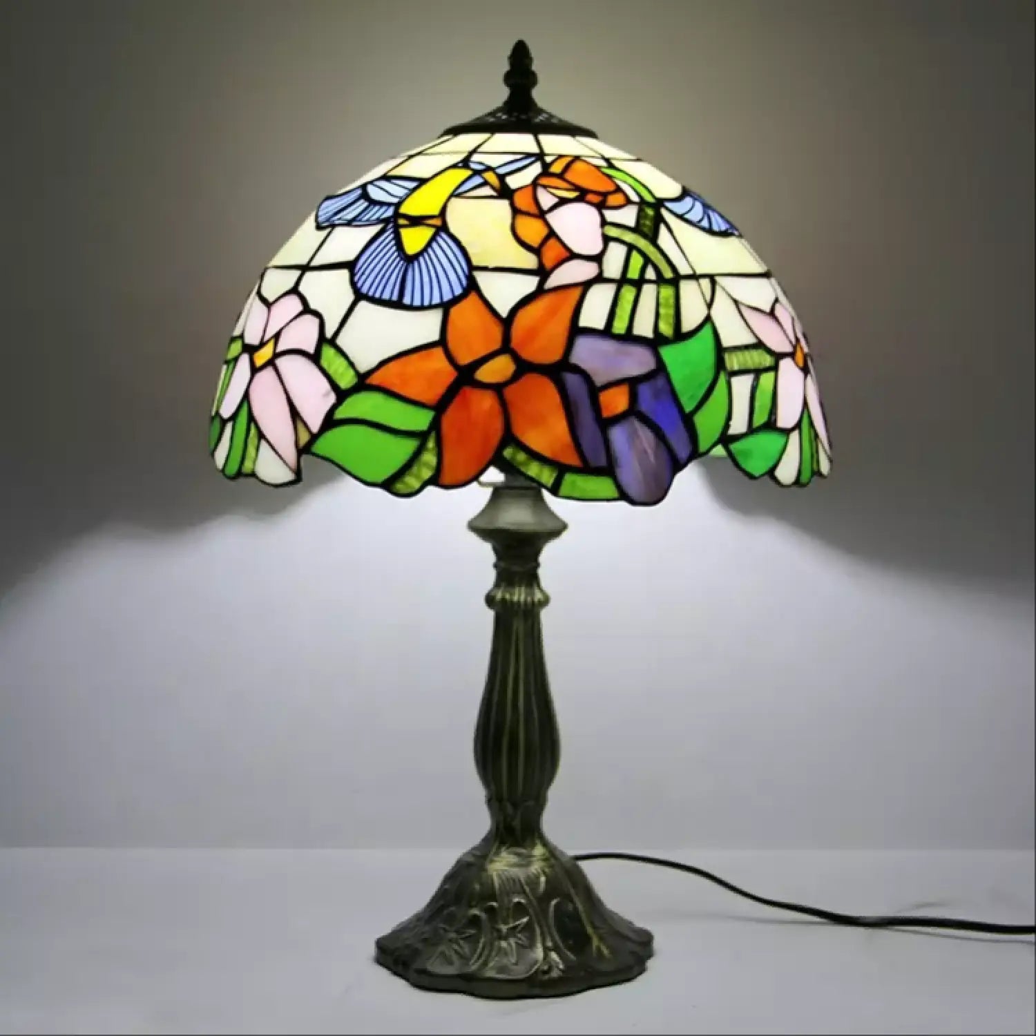 Flower Tiffany Glass Tabletop Lamp - No Bulb - Table Lamp