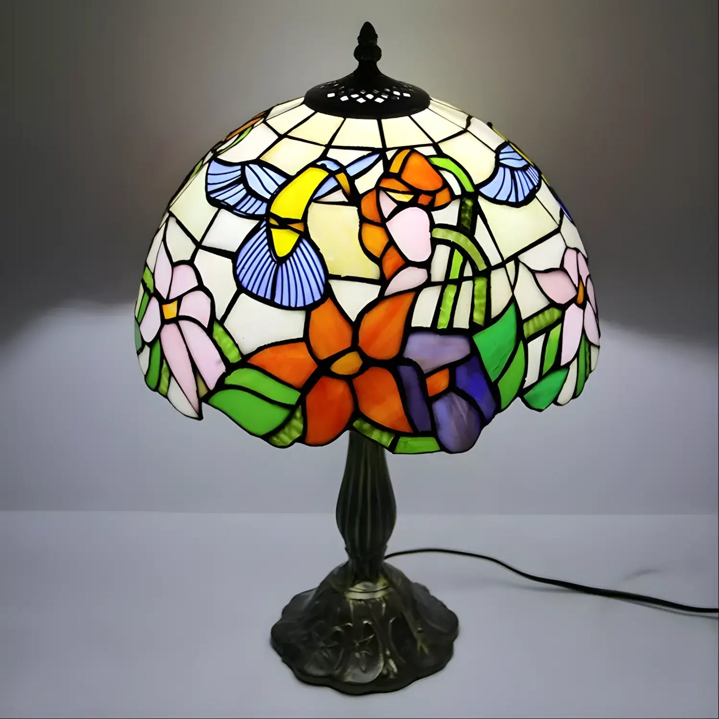 Flower Tiffany Glass Tabletop Lamp - No Bulb - Table Lamp