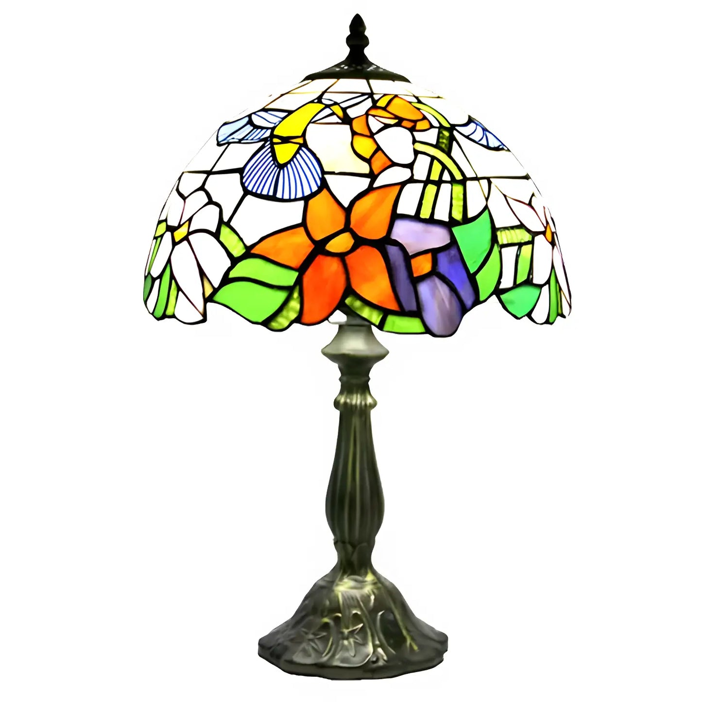 Flower Tiffany Glass Tabletop Lamp - No Bulb - Table Lamp