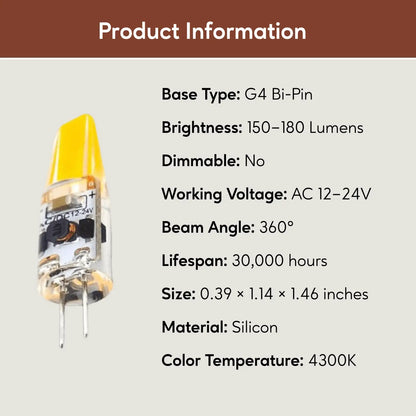 G4 JC LED Bi-Pin Bulb - Dimmable Silicon Light Bulb Types - Dimmer Switch