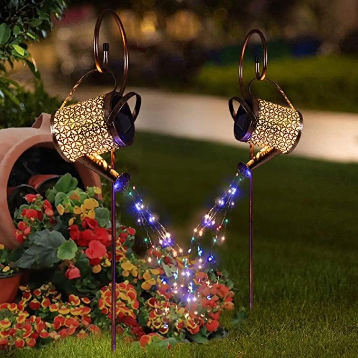 Garden Decor Solar Lights with Watering Can Design String LEDs & IP65 Waterproof - Solar Light