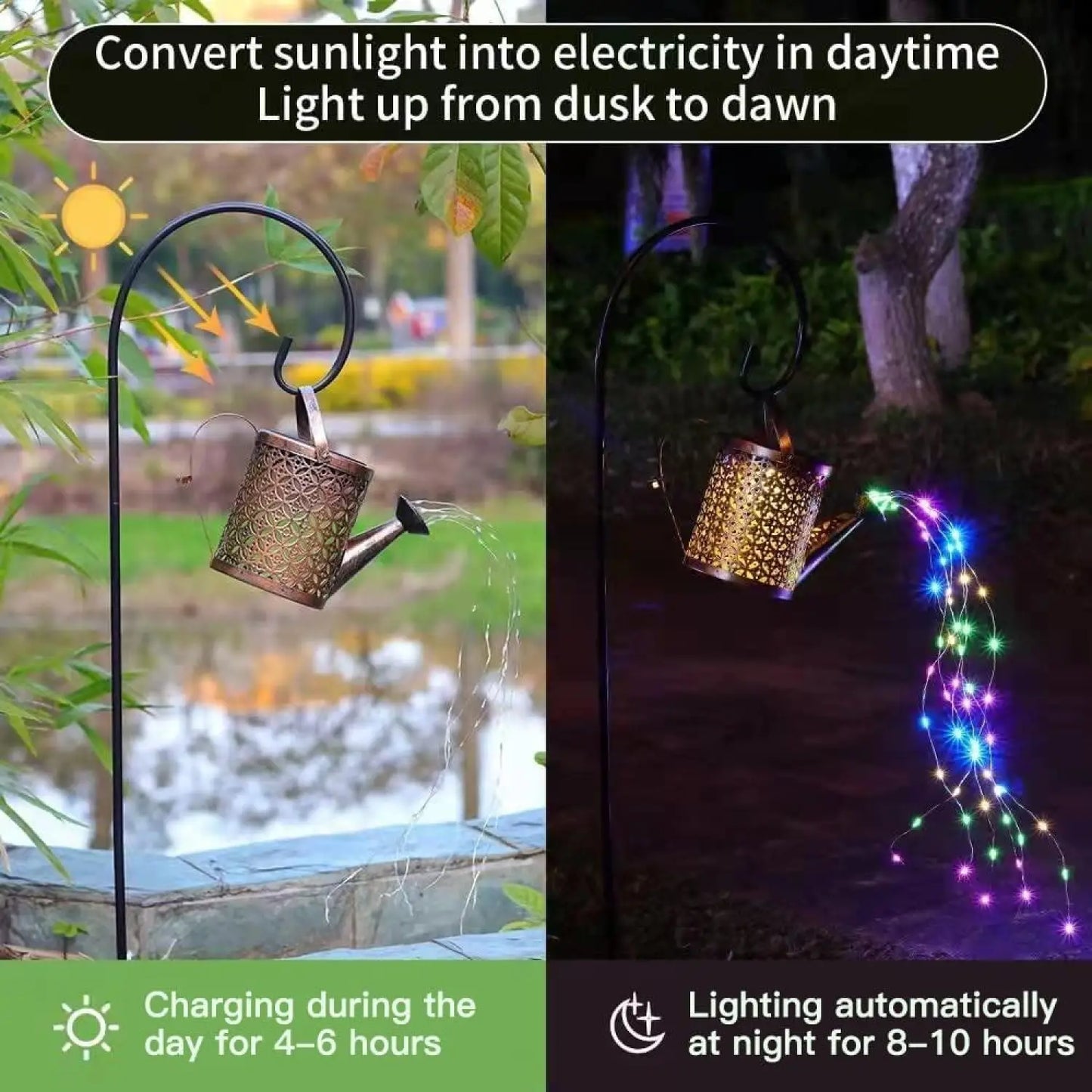 Garden Decor Solar Lights with Watering Can Design String LEDs & IP65 Waterproof - Solar Light
