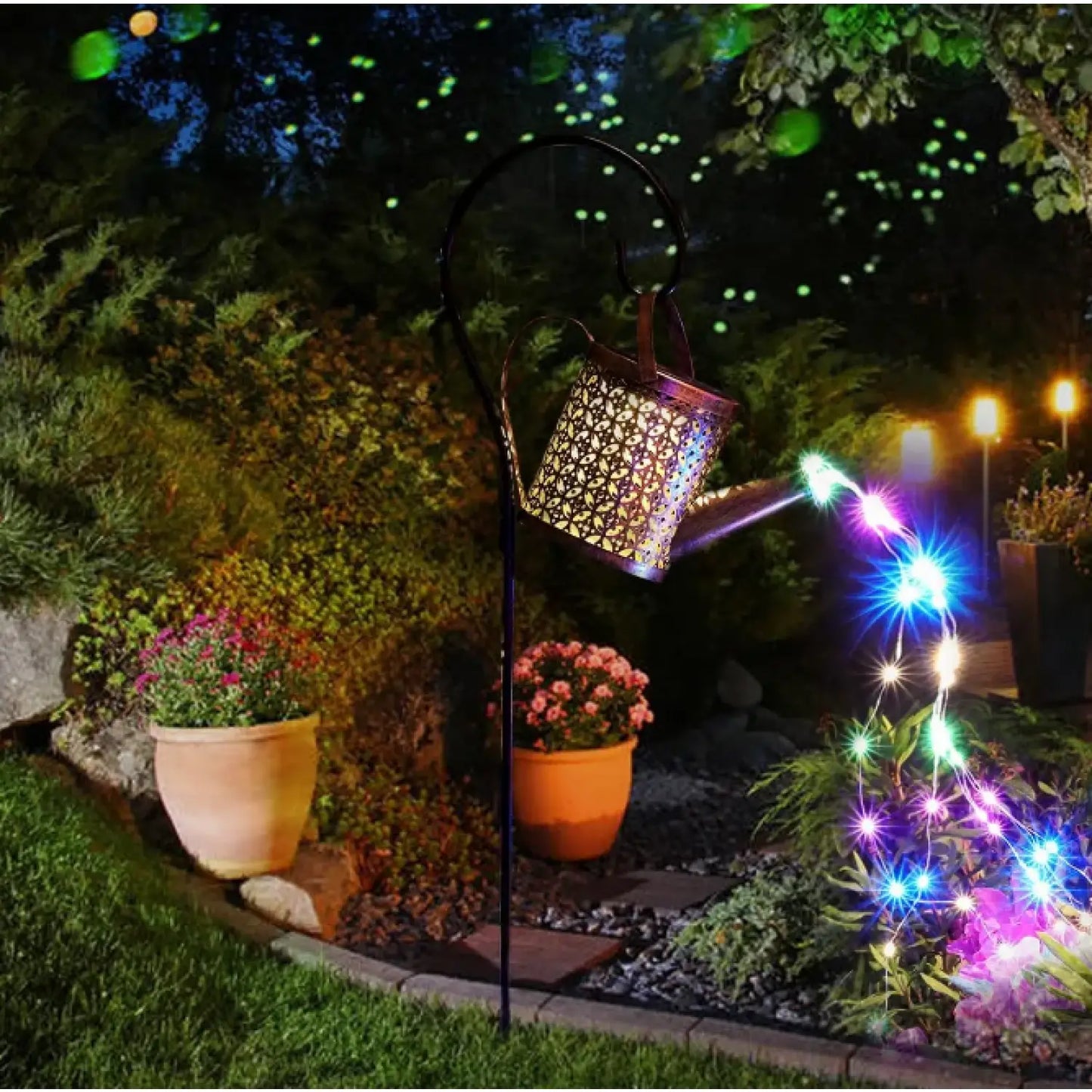Garden Decor Solar Lights with Watering Can Design String LEDs & IP65 Waterproof - Solar Light