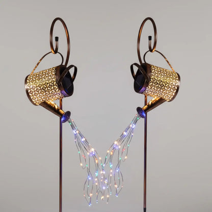 Garden Decor Solar Lights with Watering Can Design String LEDs & IP65 Waterproof - 2PCS - Solar Light