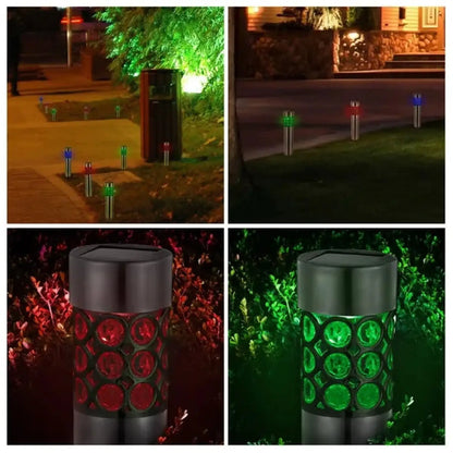 Garden Solar Lamps with RGB Lighting and Stainless Steel Build - Silver - 12V Hanging Light