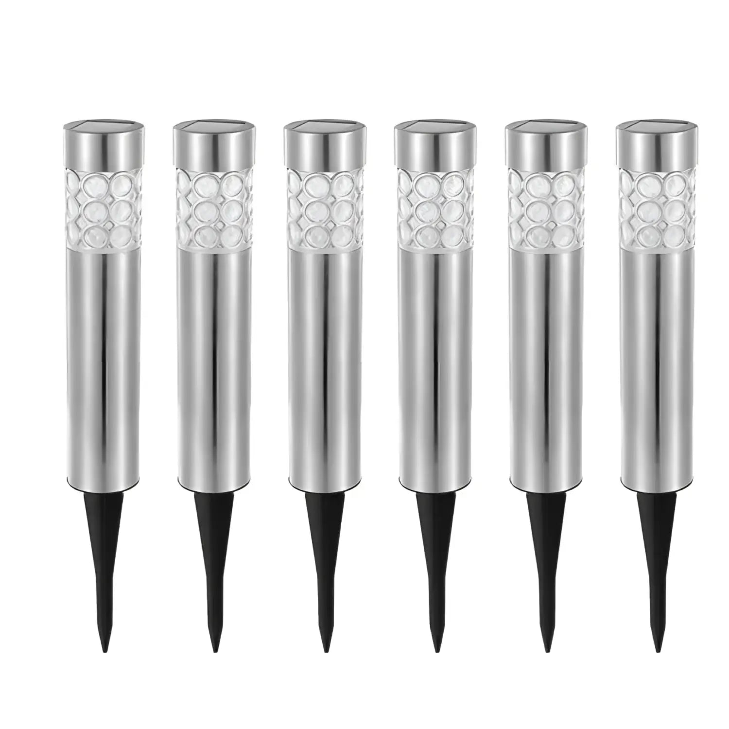 Garden Solar Lamps with RGB Lighting and Stainless Steel Build - Silver - Solar Light