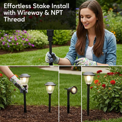 Garden Stake - 8-Inch Low Profile 1/2’’ NPT Thread with Side Wireway | 20 Pack - Spike Mount