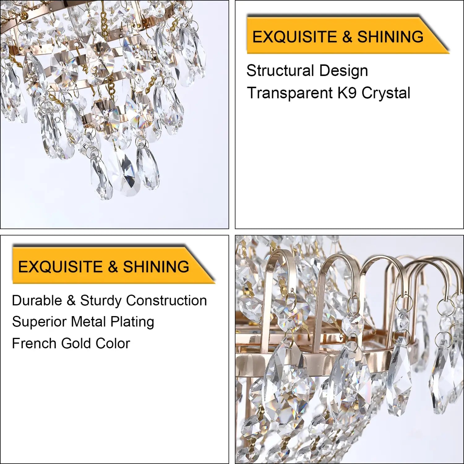 Gold Luxurious Ceiling Light Chandelier with Crystal Design for Modern Interiors - Indoor Hanging Light