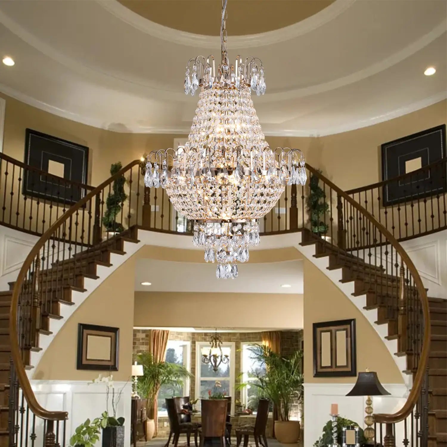 Gold Luxurious Ceiling Light Chandelier with Crystal Design for Modern Interiors - Indoor Hanging Light