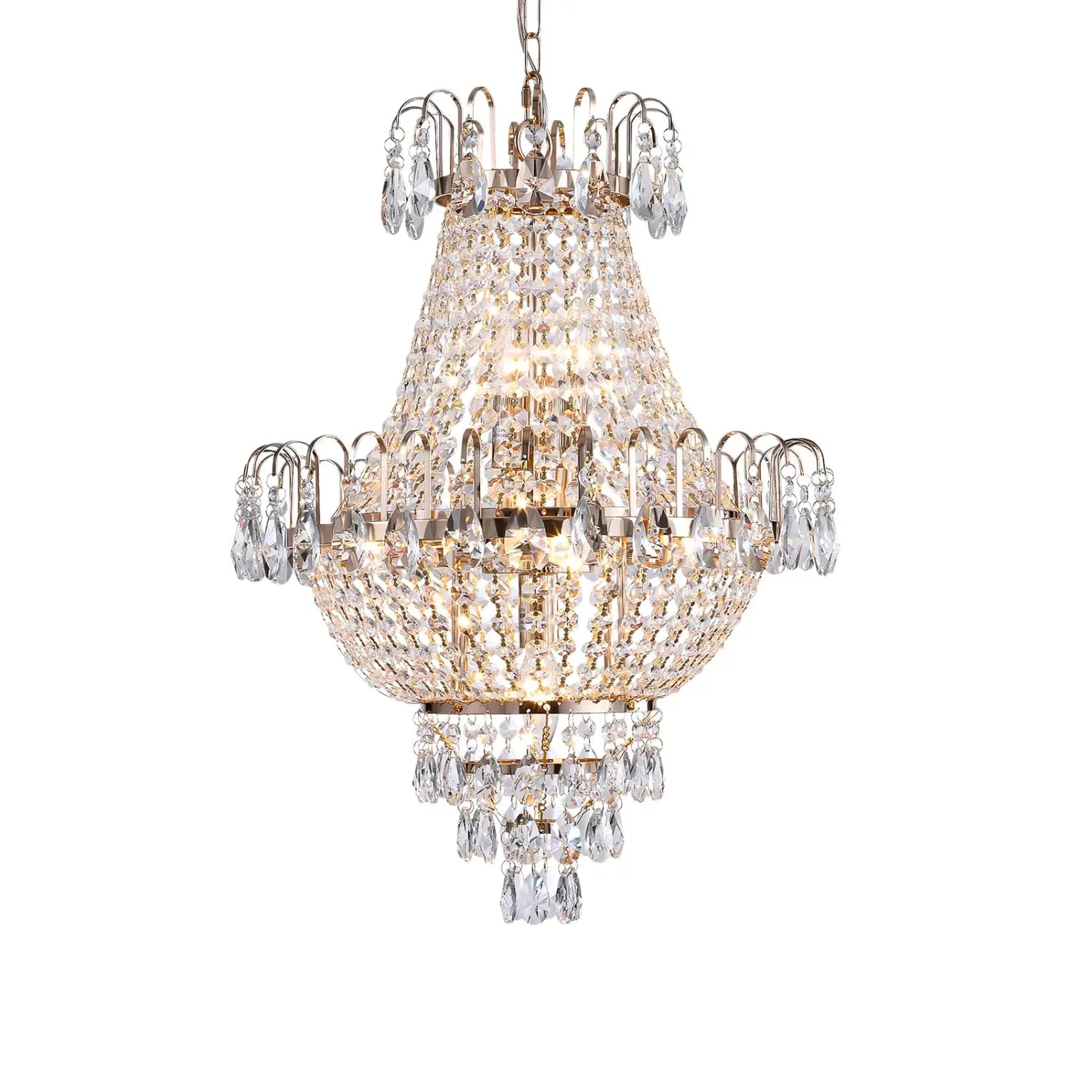 Gold Luxurious Ceiling Light Chandelier with Crystal Design for Modern Interiors - Indoor Hanging Light