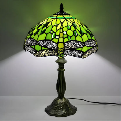 Green Dragonfly Tiffany Glass Tabletop Lamp - No Bulb - Table Lamp