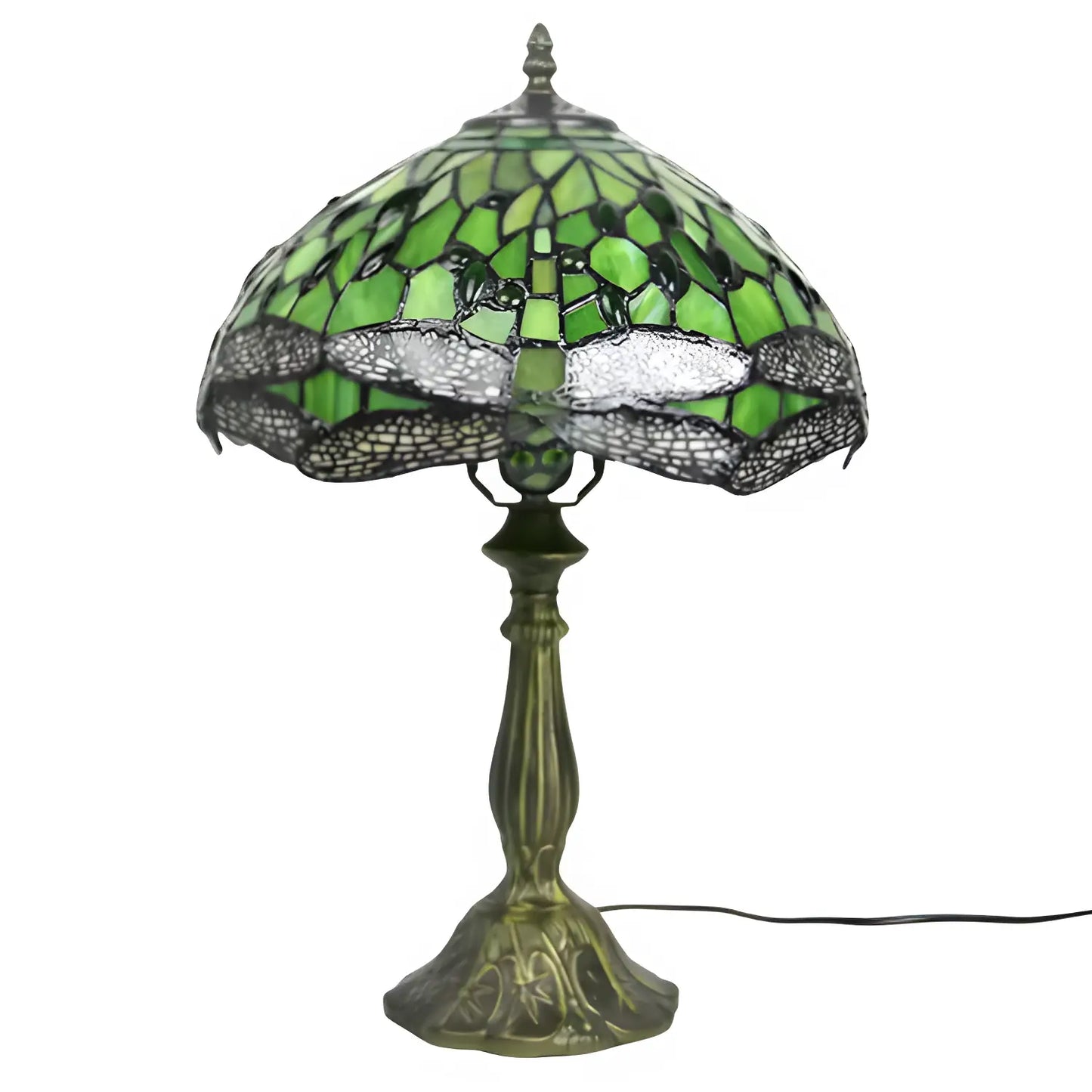 Green Dragonfly Tiffany Glass Tabletop Lamp - No Bulb - Table Lamp