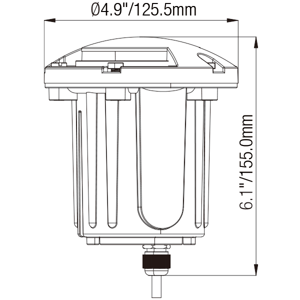 Ground Light with PVC Housing Brass Top & Two-Direction Turret - Well Light