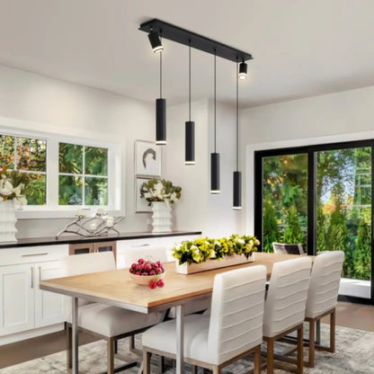 Angelina 6 Light Matte Black Kitchen Island Pendant No Bulb Black 12V Hanging Light