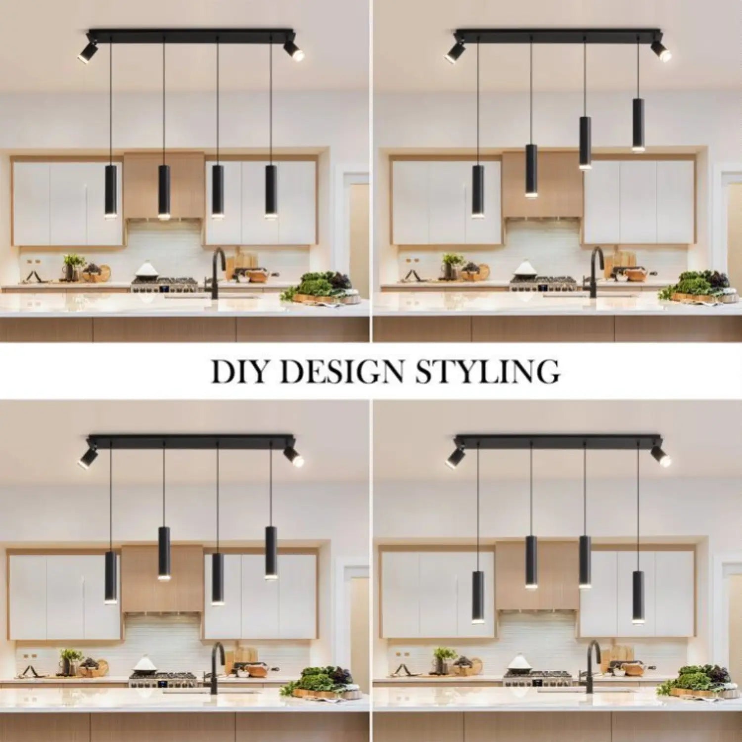 Angelina 6 Light Matte Black Kitchen Island Pendant No Bulb Black 12V Hanging Light