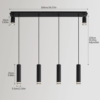 Angelina 6 Light Matte Black Kitchen Island Pendant No Bulb Black 12V Hanging Light