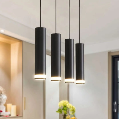 Angelina 6 Light Matte Black Kitchen Island Pendant No Bulb Black 12V Hanging Light