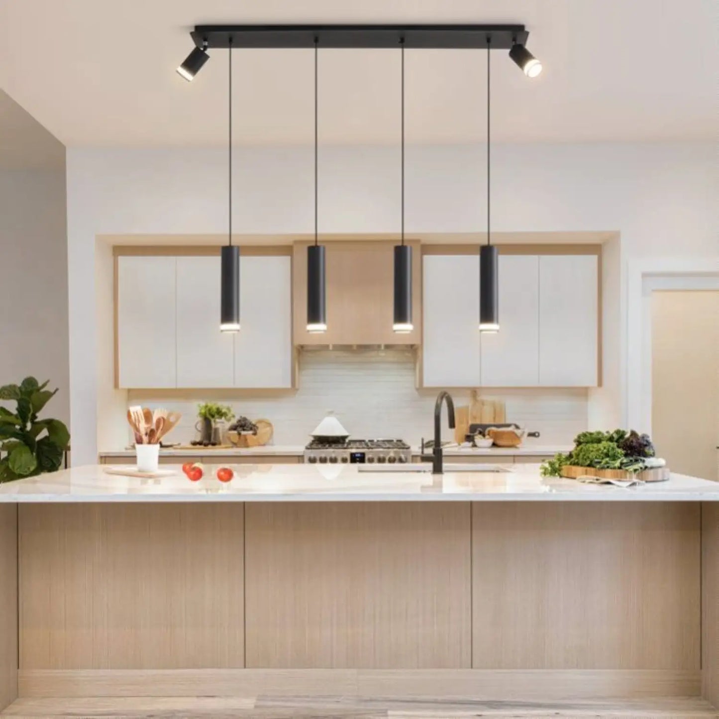 Angelina 6 Light Matte Black Kitchen Island Pendant No Bulb Black 12V Hanging Light