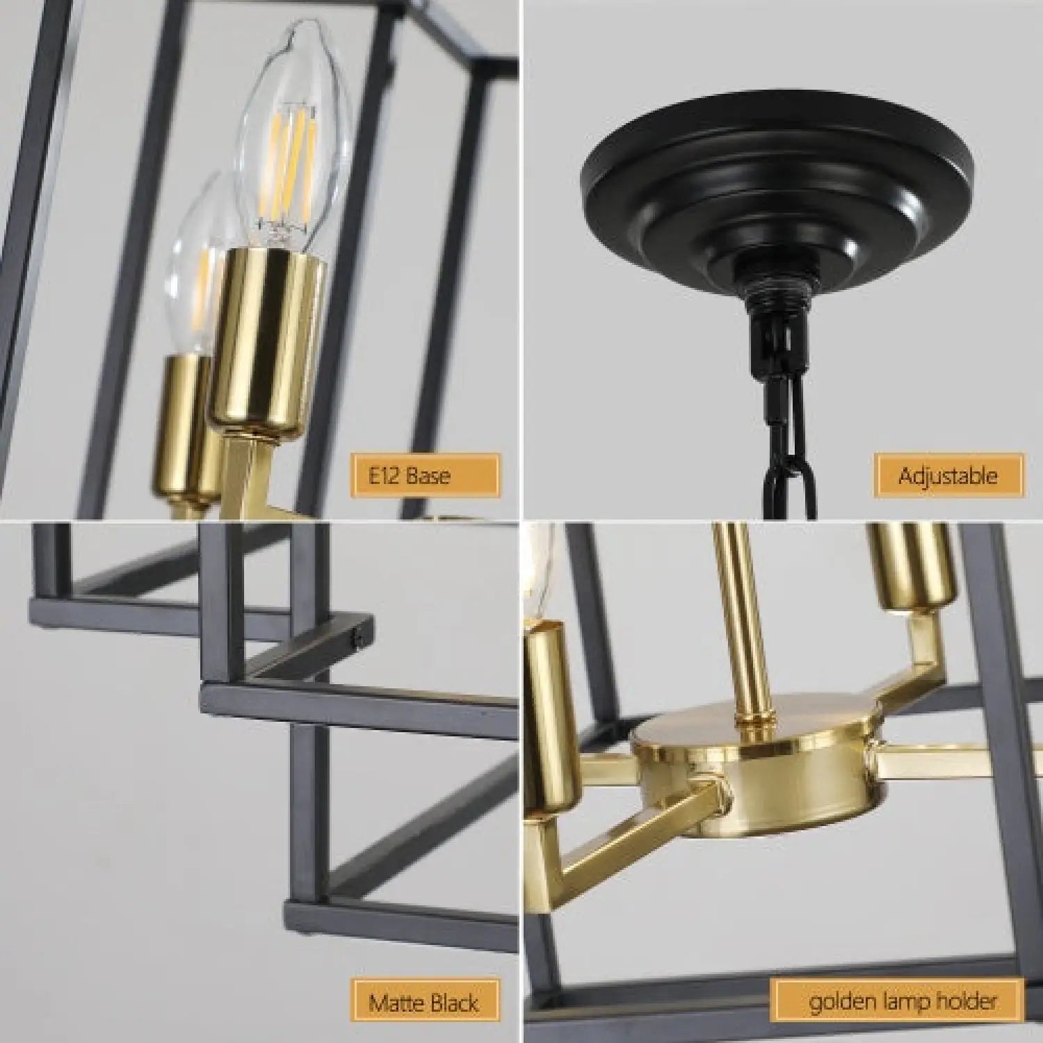 8 Lights Black & Gold Lantern Tiered Chandelier Industrial Farmhouse Chandelier No Bulbs Unavailable Platform Temu