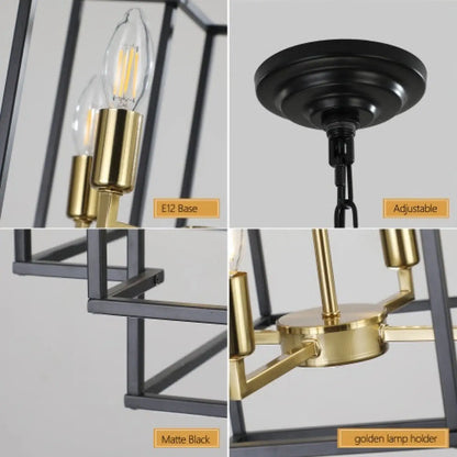 8 Lights Black & Gold Lantern Tiered Chandelier Industrial Farmhouse Chandelier No Bulbs Unavailable Platform Temu