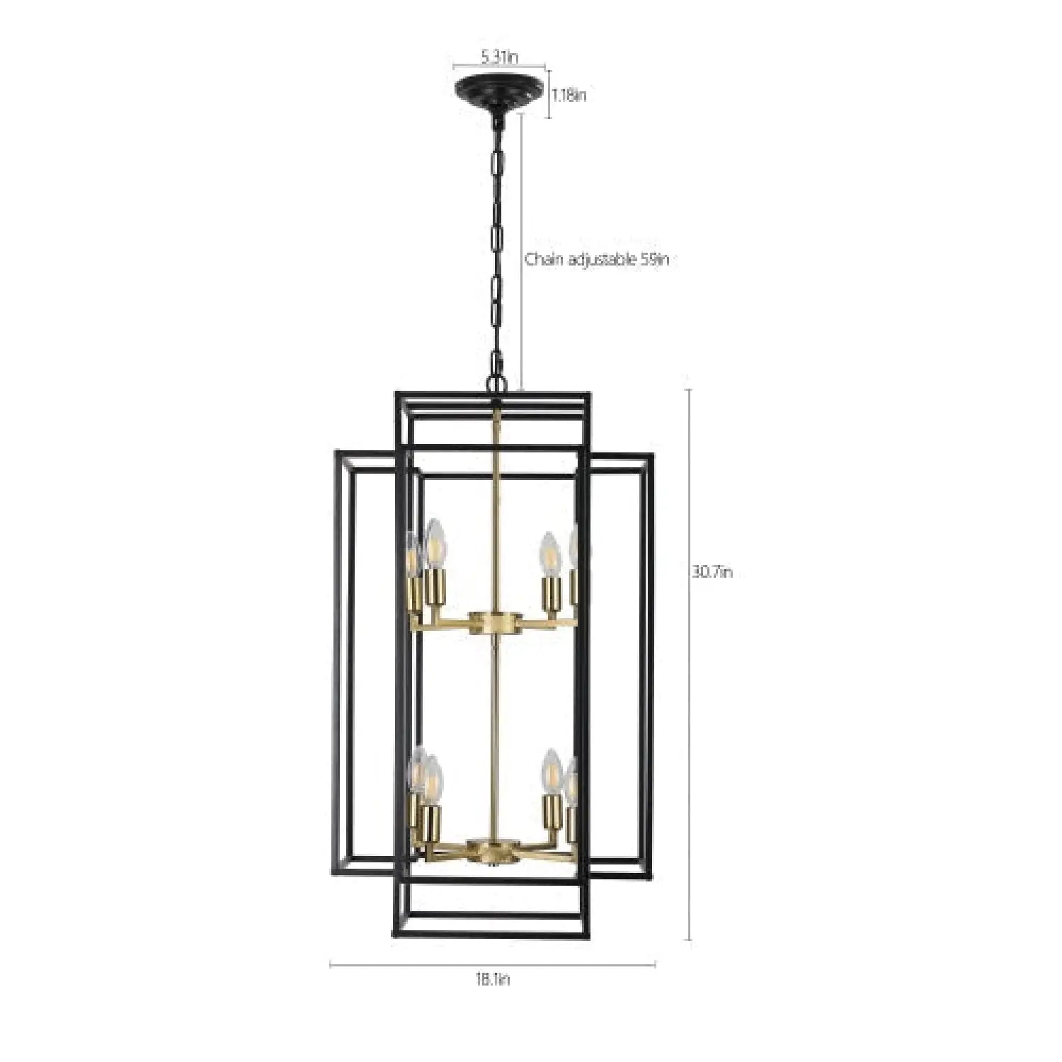 8 Lights Black & Gold Lantern Tiered Chandelier Industrial Farmhouse Chandelier No Bulbs Unavailable Platform Temu