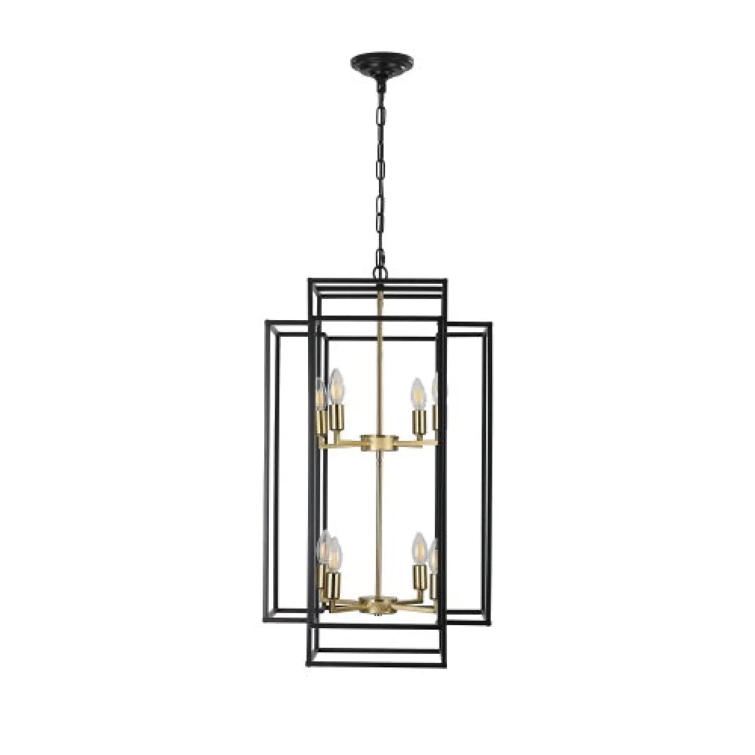 8 Lights Black & Gold Lantern Tiered Chandelier Industrial Farmhouse Chandelier No Bulbs Unavailable Platform Temu