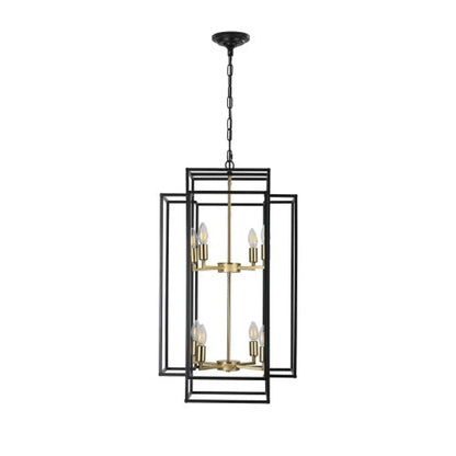 8 Lights Black & Gold Lantern Tiered Chandelier Industrial Farmhouse Chandelier No Bulbs Unavailable Platform Temu