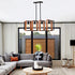 4 Light Kitchen Island Lights Pendant Light Farmhouse Dining Room Light Fixture Rustic Wood And Black Metal Rectangular