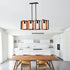 4 Light Kitchen Island Lights Pendant Light Farmhouse Dining Room Light Fixture Rustic Wood And Black Metal Rectangular