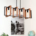 4 Light Kitchen Island Lights Pendant Light Farmhouse Dining Room Light Fixture Rustic Wood And Black Metal Rectangular