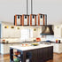 4 Light Kitchen Island Lights Pendant Light Farmhouse Dining Room Light Fixture Rustic Wood And Black Metal Rectangular