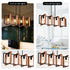 4 Light Kitchen Island Lights Pendant Light Farmhouse Dining Room Light Fixture Rustic Wood And Black Metal Rectangular