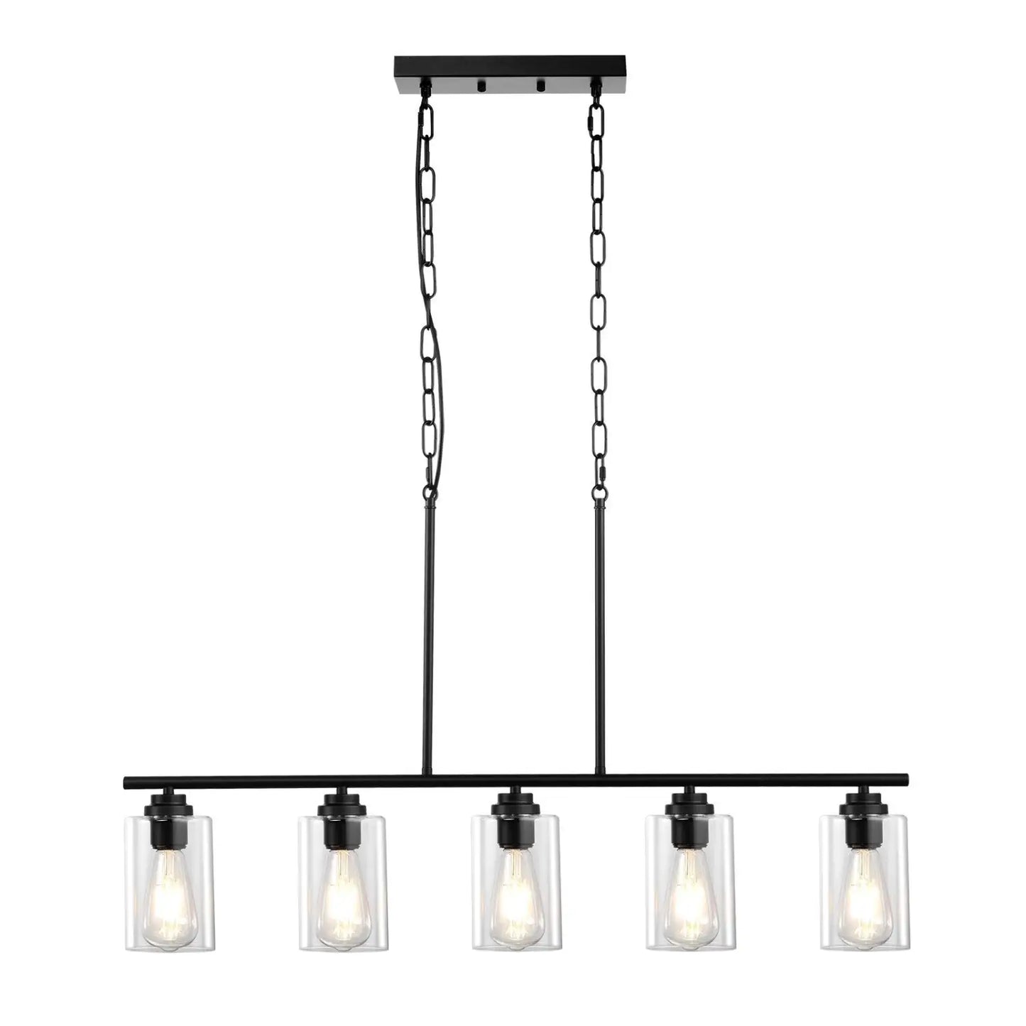 VEVOR 5 Light Kitchen Island Pendant Lights 60W Adjustable Dining Room Light E26 Black 12V Hanging Light