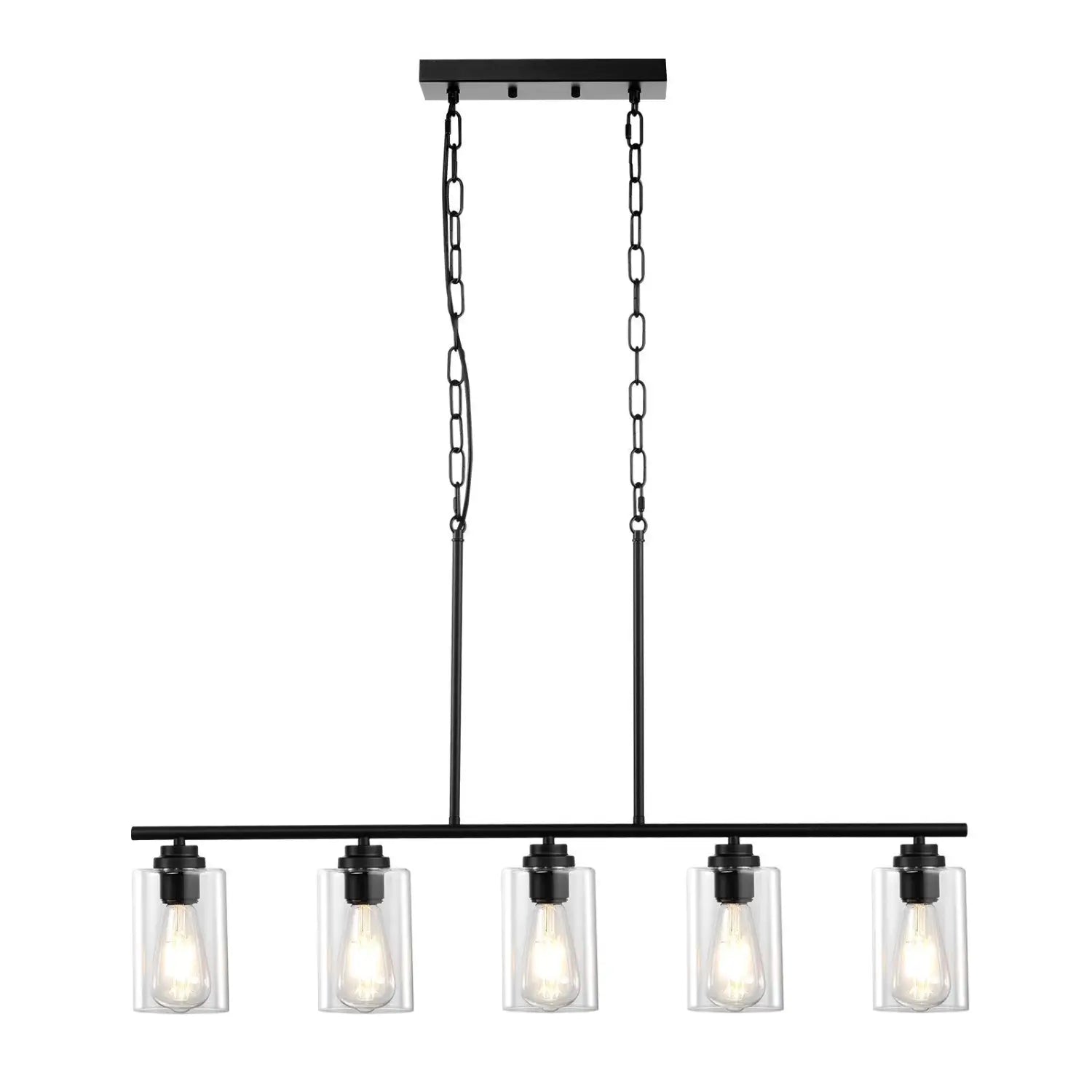 VEVOR 5 Light Kitchen Island Pendant Lights 60W Adjustable Dining Room Light E26 Black 12V Hanging Light