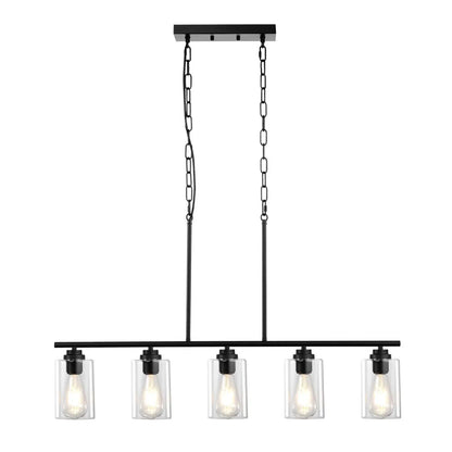 VEVOR 5 Light Kitchen Island Pendant Lights 60W Adjustable Dining Room Light E26 Black 12V Hanging Light