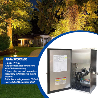 Heavy Duty Multi Tap Transformer with 900W Output for Outdoor Landscape Transformers