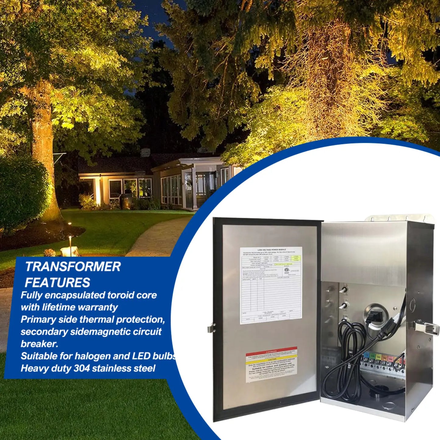 Heavy Duty Multi Tap Transformer with 900W Output for Outdoor Landscape Transformers