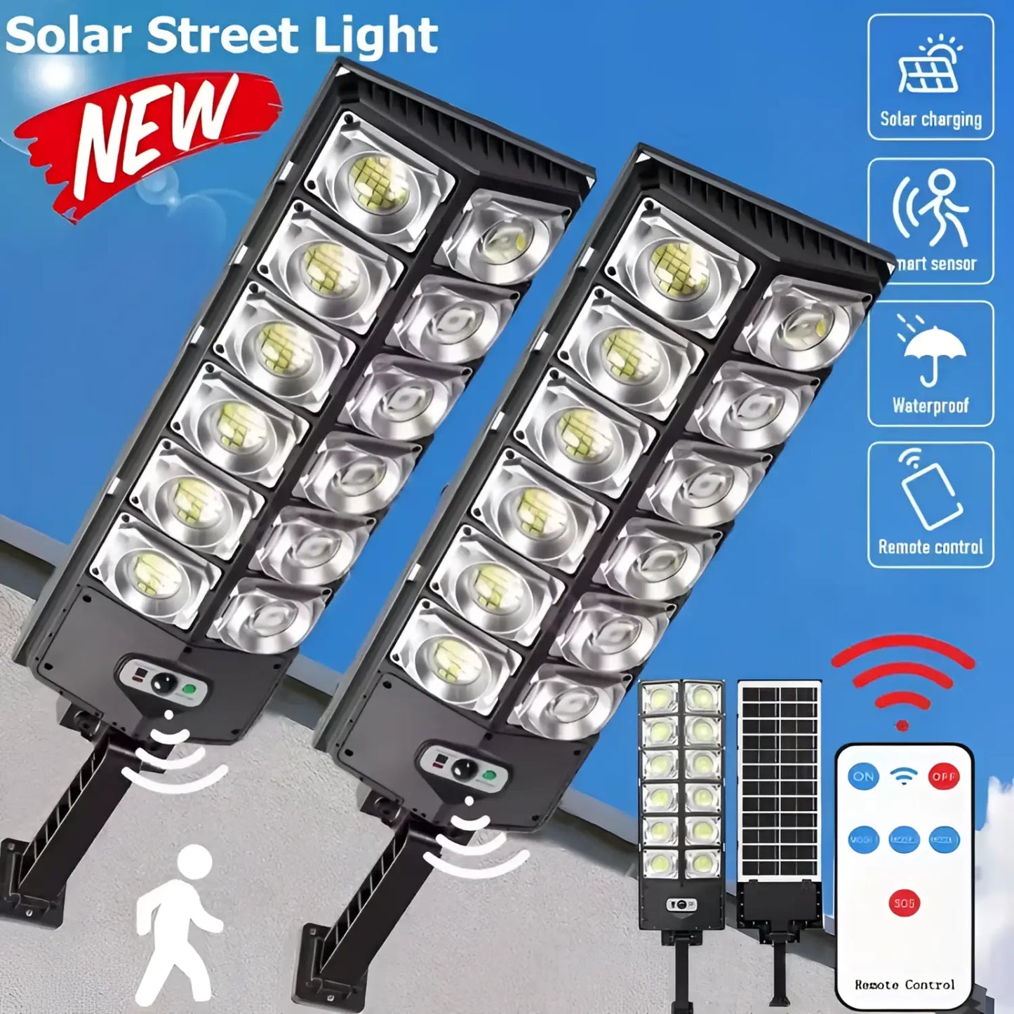 High-Brightness 504 LED Solar Outdoor Light Wall Mounted Street Lamp