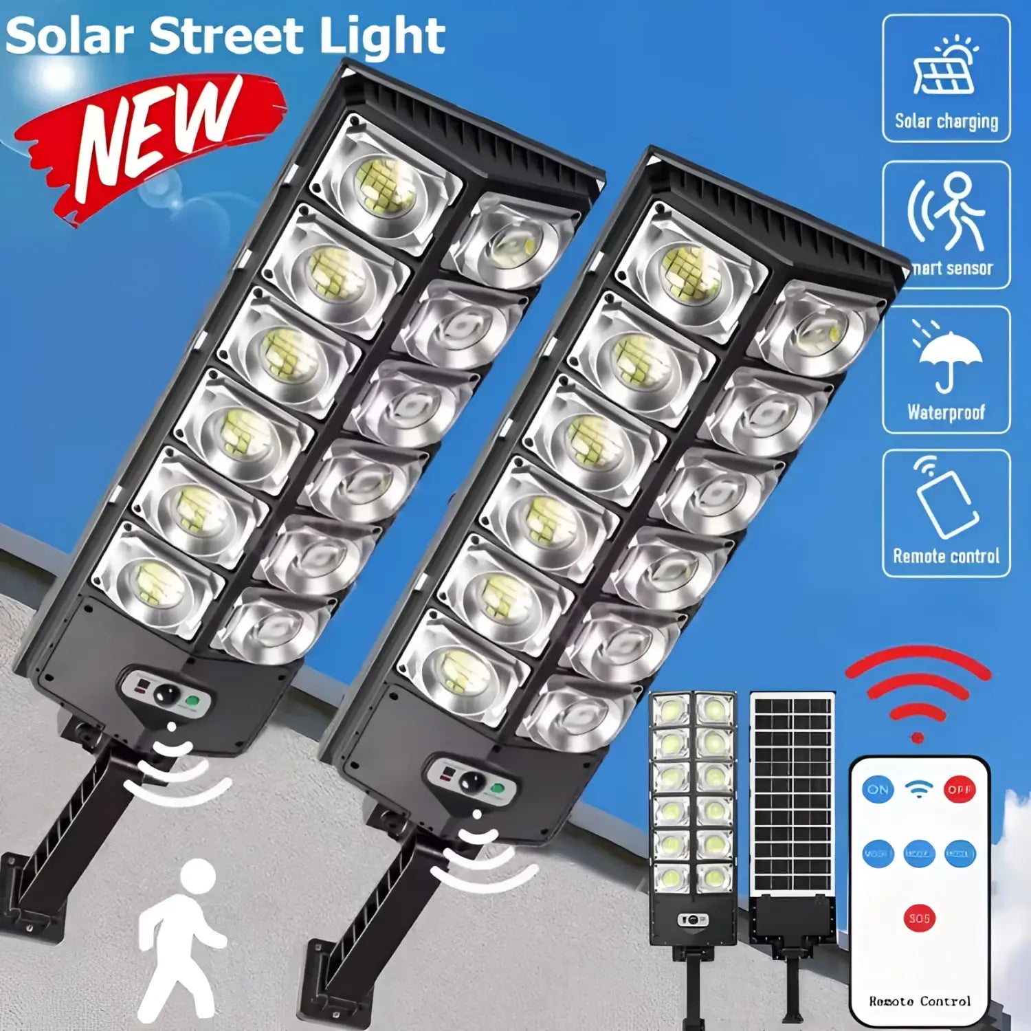 High-Brightness 504 LED Solar Outdoor Light Wall Mounted Street Lamp