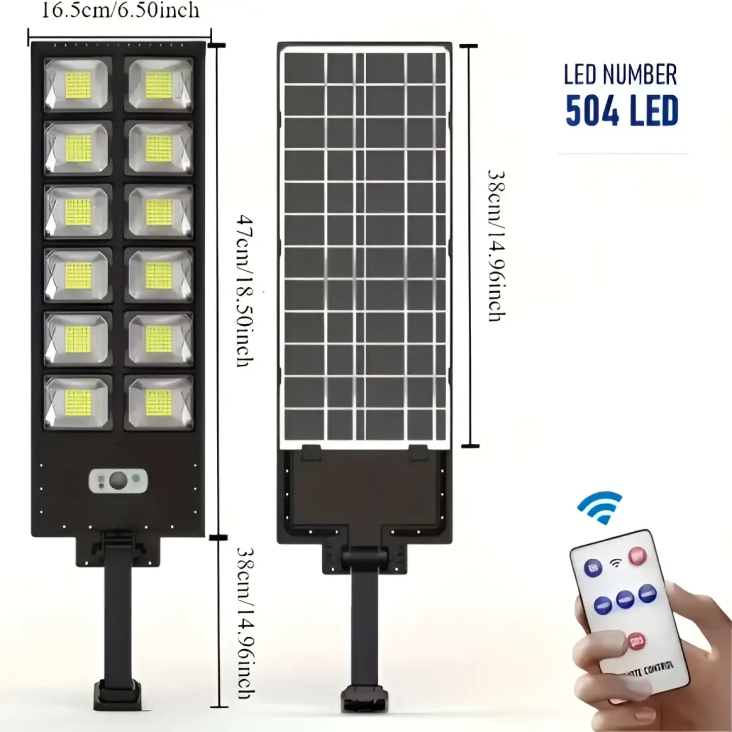 High-Brightness 504 LED Solar Outdoor Light Wall Mounted Street Lamp