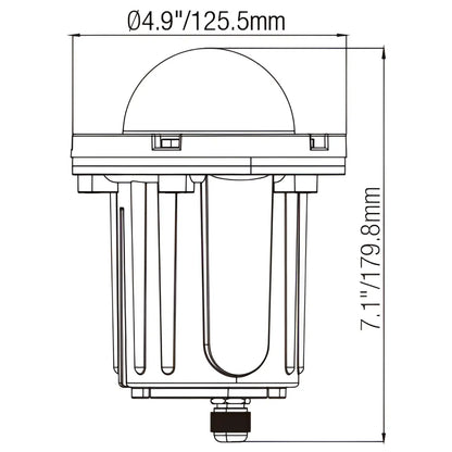 In-Ground Pathway Light with Brass-PVC Housing and Domed Half Lid for MR16 Bulbs - Well Light