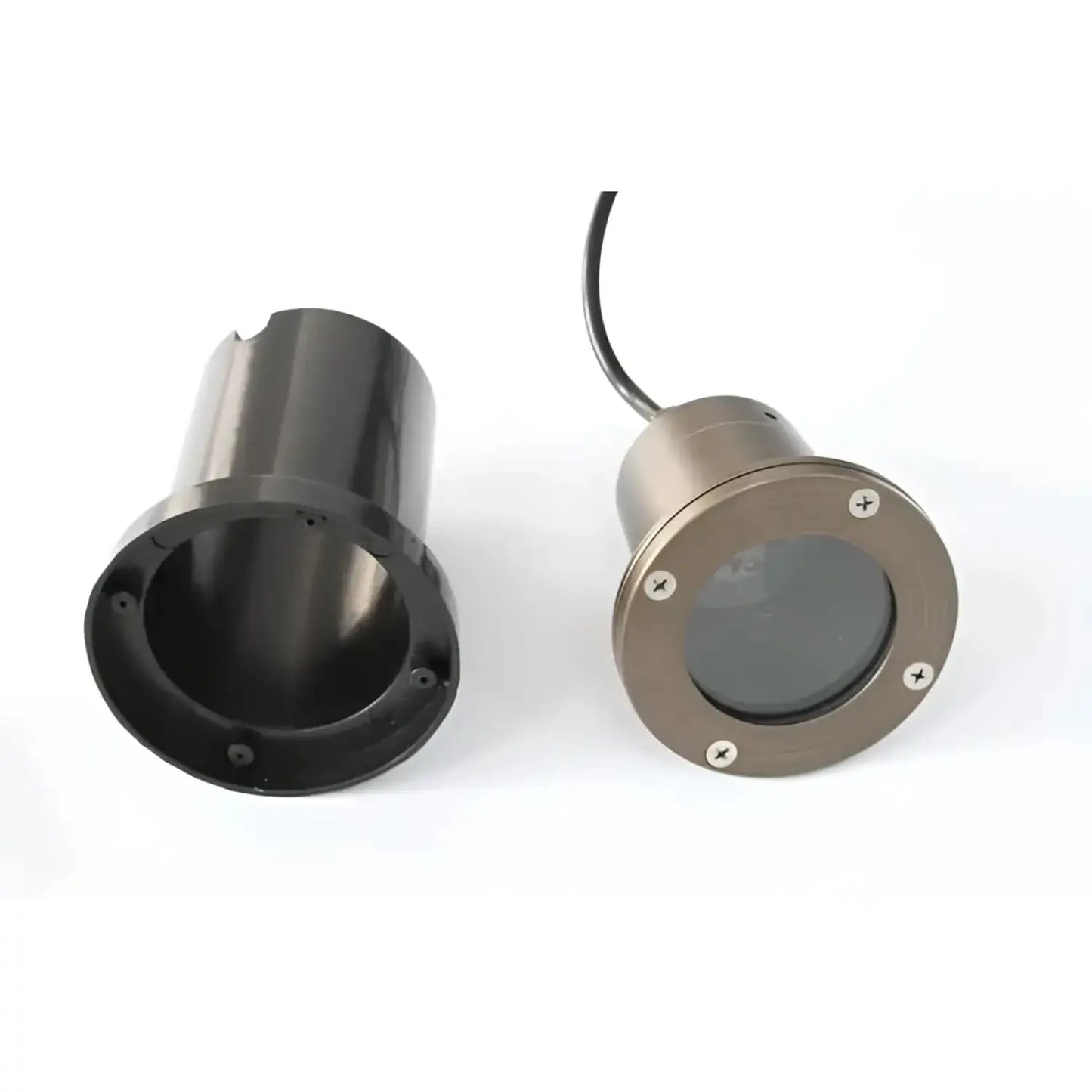 In-Ground Well Modern Lighting Fixtures with Brass Cover (Flat Top) - Flat Top - Well Light