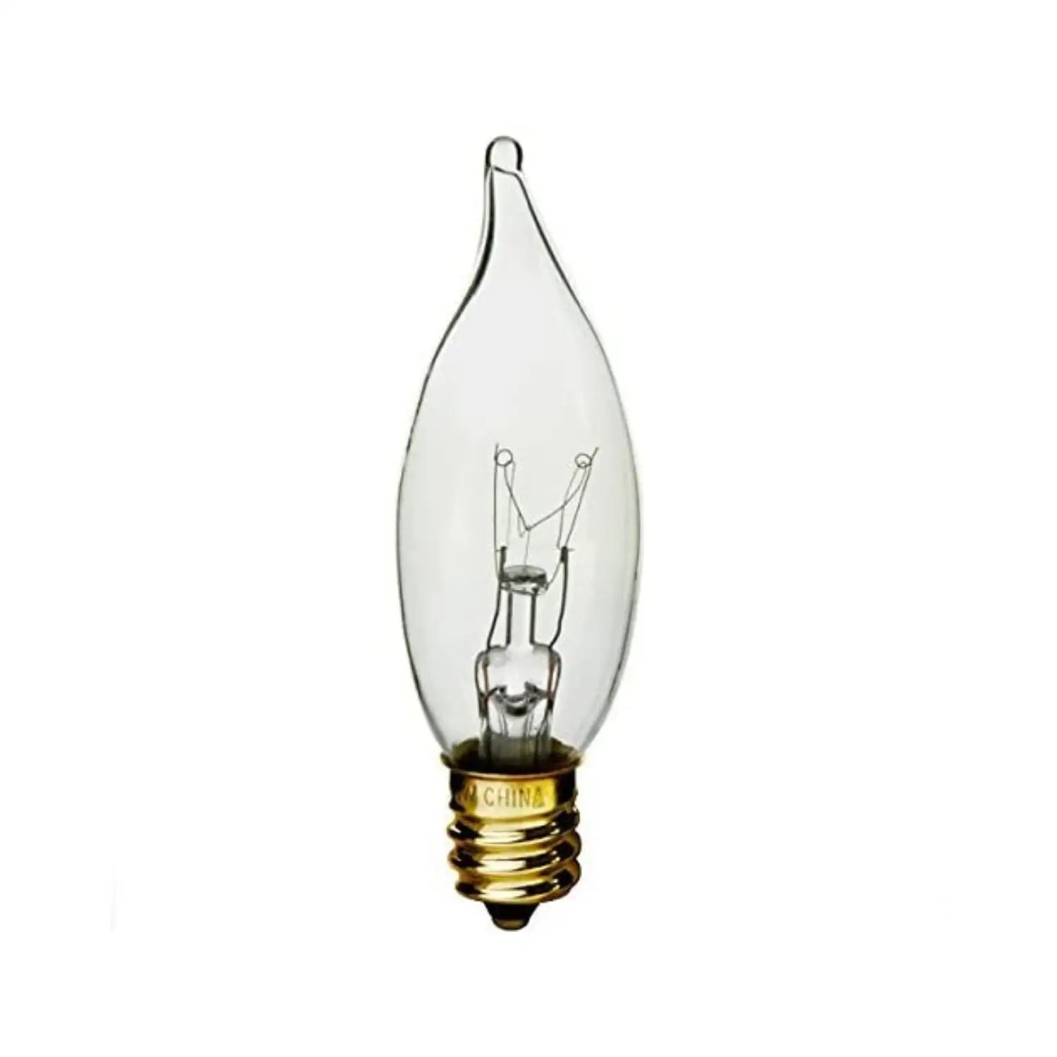 Incandescent (12V) Low Voltage Clear Flame Tip E12 Candelabra Base Bulb - E12 Candelabra Base / 7 Watt / 10 Pack