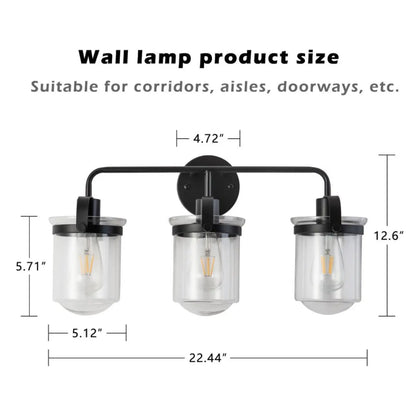 Wall Lights in Modern Black Finish with Glass Shade and E26 Base Black 12V Hanging Light