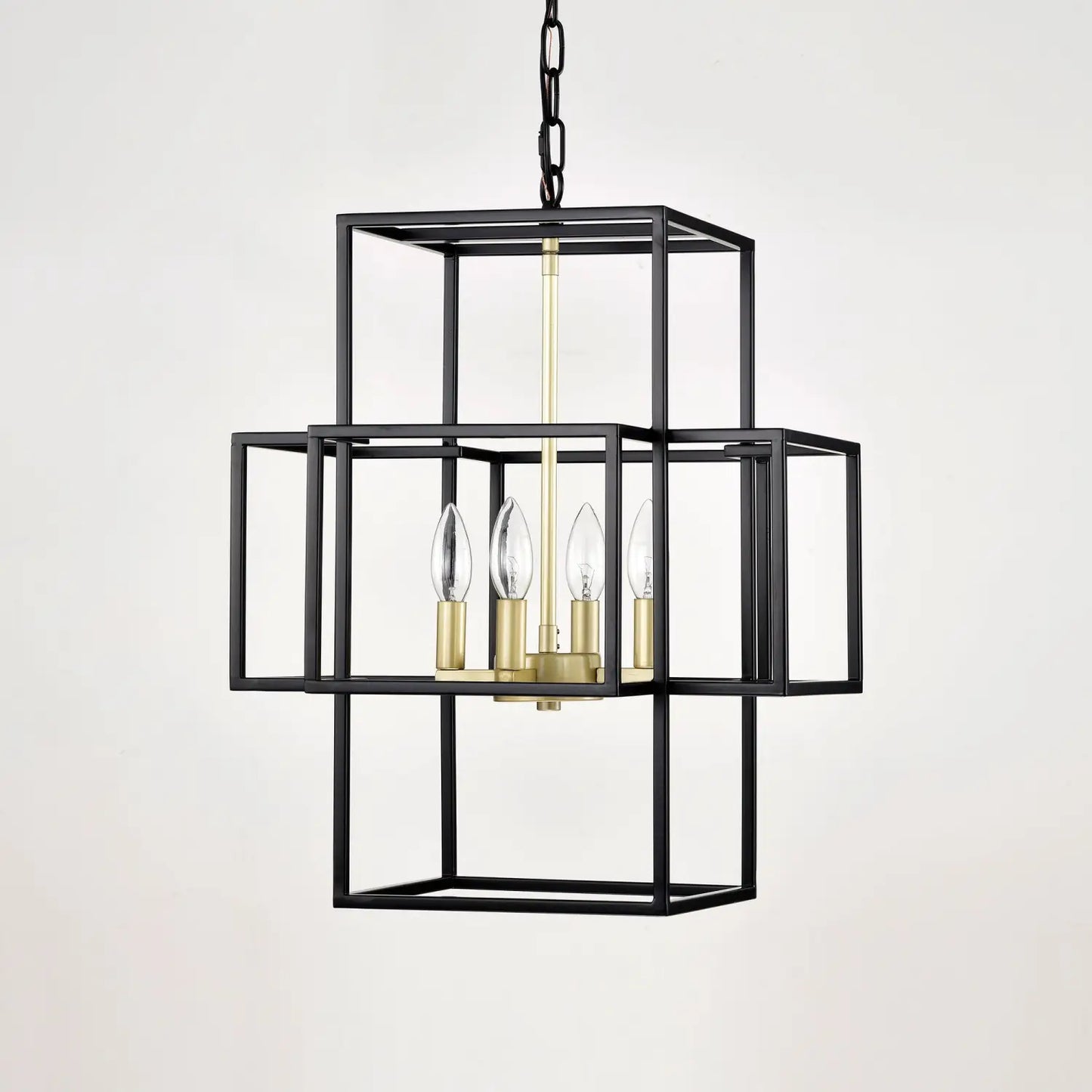 4 Light Metal Lantern Tiered Pendant Hanging Light Fixtures Industrial Farmhouse Adjustable Height Chandeliers