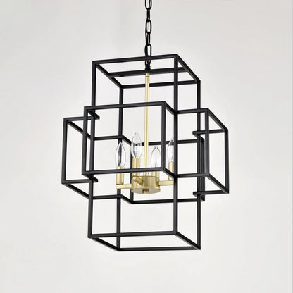 4 Light Metal Lantern Tiered Pendant Hanging Light Fixtures Industrial Farmhouse Adjustable Height Chandeliers