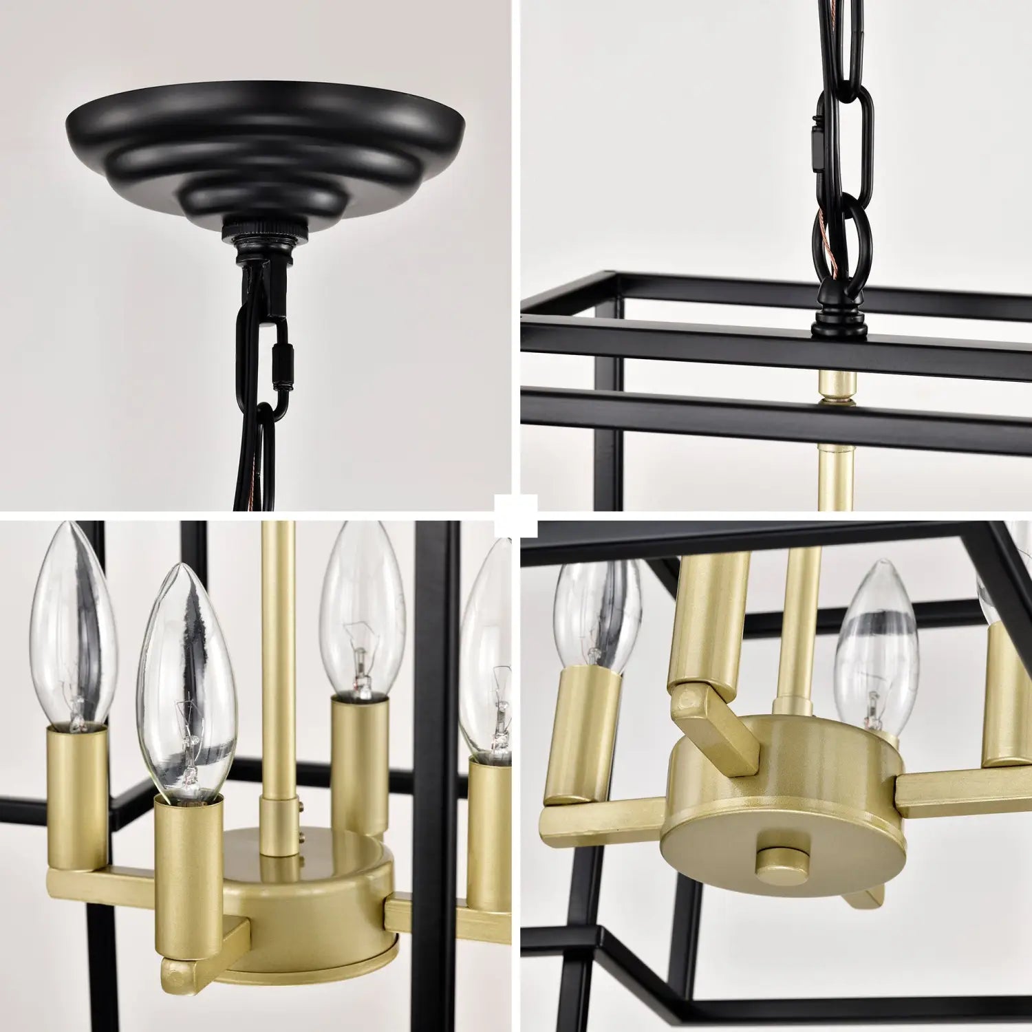 4 Light Metal Lantern Tiered Pendant Hanging Light Fixtures Industrial Farmhouse Adjustable Height Chandeliers