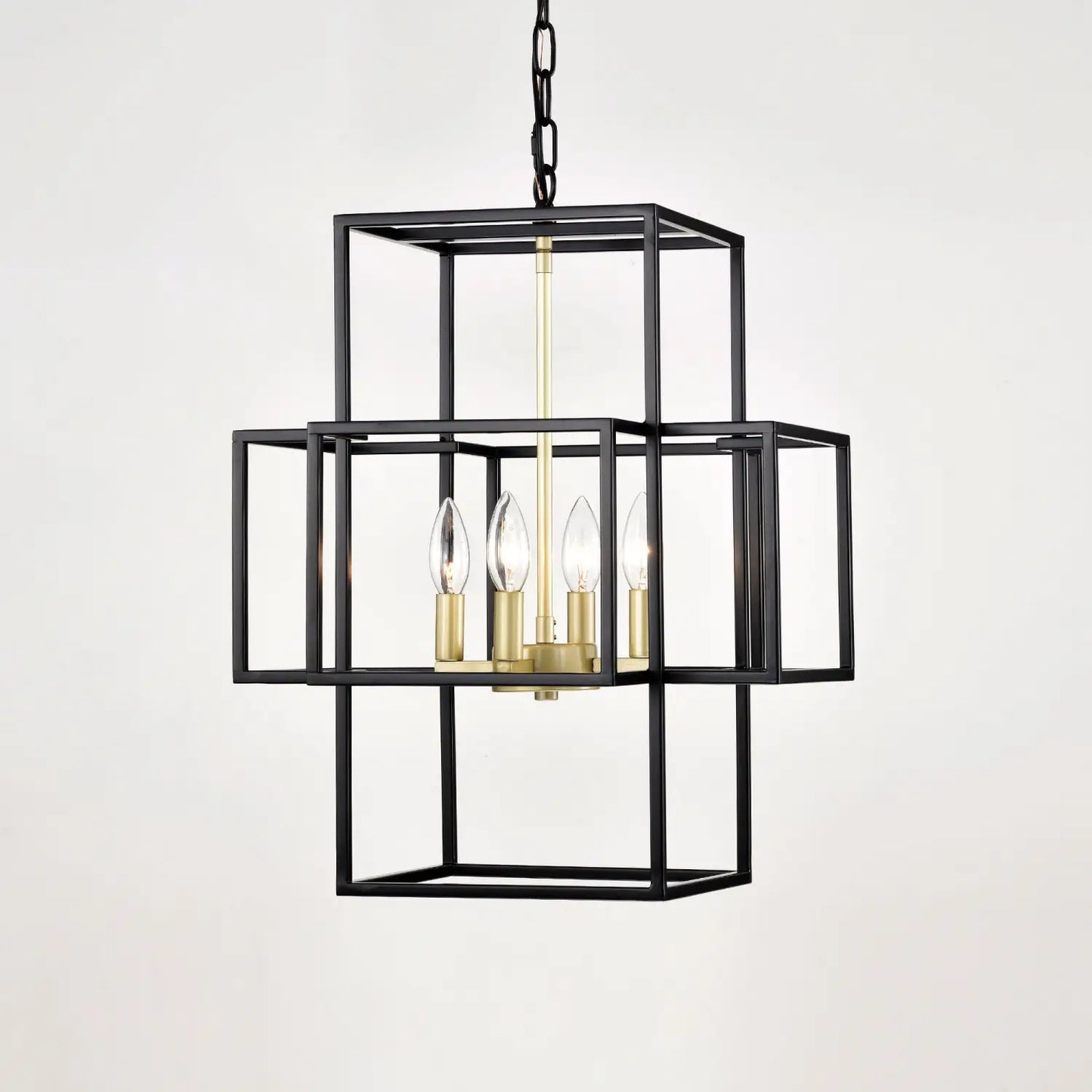 4 Light Metal Lantern Tiered Pendant Hanging Light Fixtures Industrial Farmhouse Adjustable Height Chandeliers