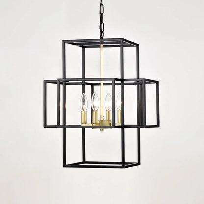 4 Light Metal Lantern Tiered Pendant Hanging Light Fixtures Industrial Farmhouse Adjustable Height Chandeliers